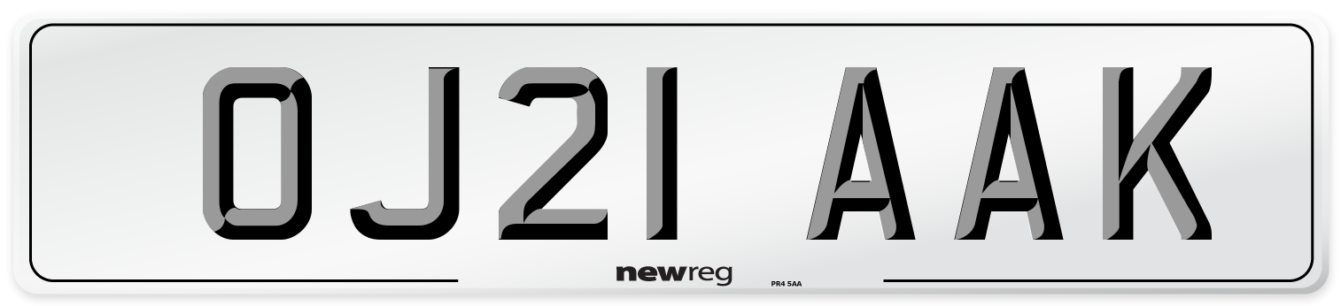 OJ21 AAK Number Plate from New Reg